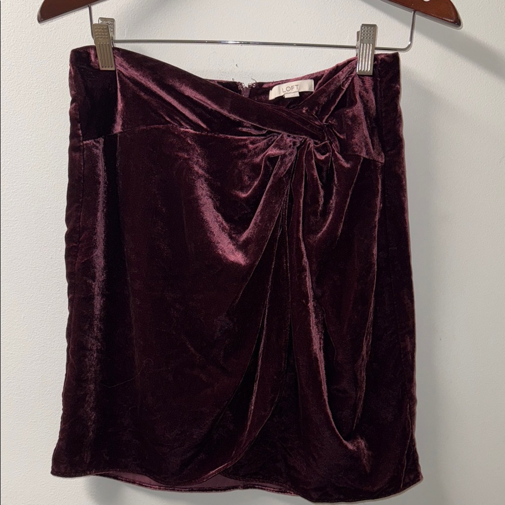 LOFT Velvet Mini Skirt - Deep Wine
